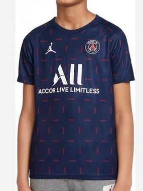 Jordan Nike Paris St Germaine PSG Soccer Futball Jersey Shirt Youth L Navy